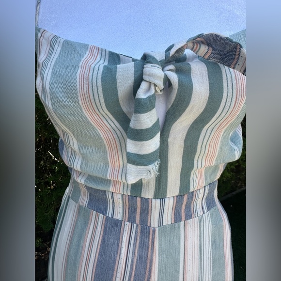 Lulus Promise Sage Green Striped Knotted Front Jumpsuit - Picture 5 of 8